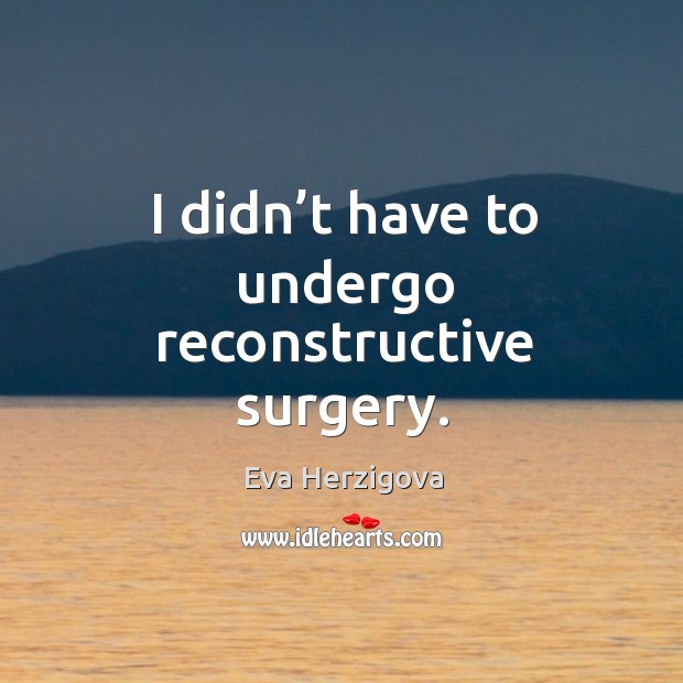 I didn’t have to undergo reconstructive surgery. Eva Herzigova Picture Quote