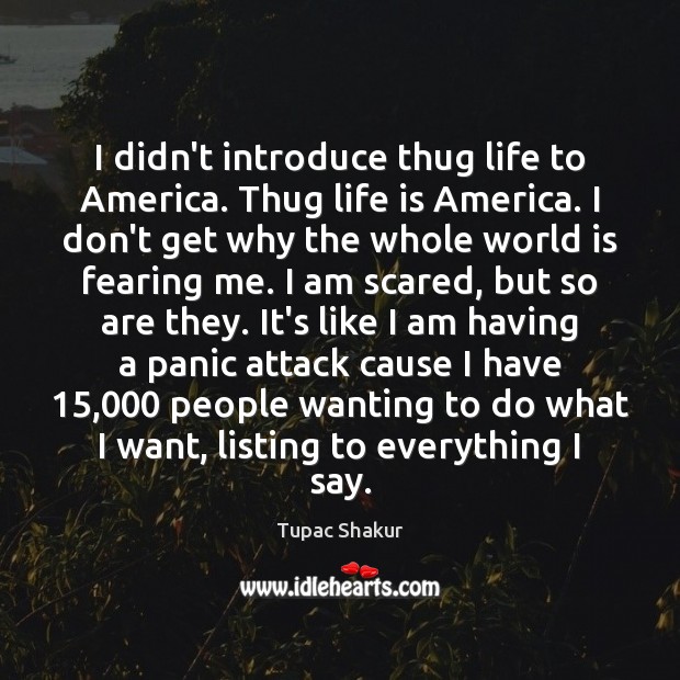 I didn’t introduce thug life to America. Thug life is America. I Tupac Shakur Picture Quote