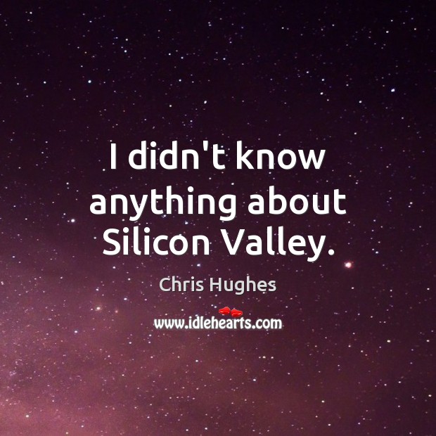 I didn’t know anything about Silicon Valley. Chris Hughes Picture Quote