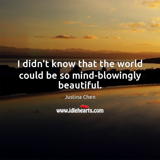 I didn’t know that the world could be so mind-blowingly beautiful. Justina Chen Picture Quote