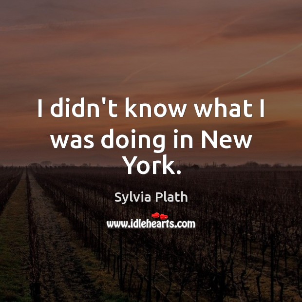 I didn’t know what I was doing in New York. Sylvia Plath Picture Quote
