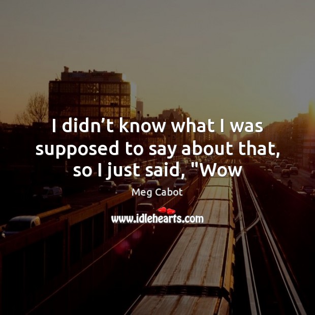 I didn’t know what I was supposed to say about that, so I just said, “Wow Meg Cabot Picture Quote