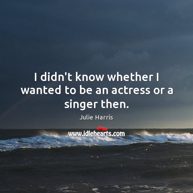I didn’t know whether I wanted to be an actress or a singer then. Image