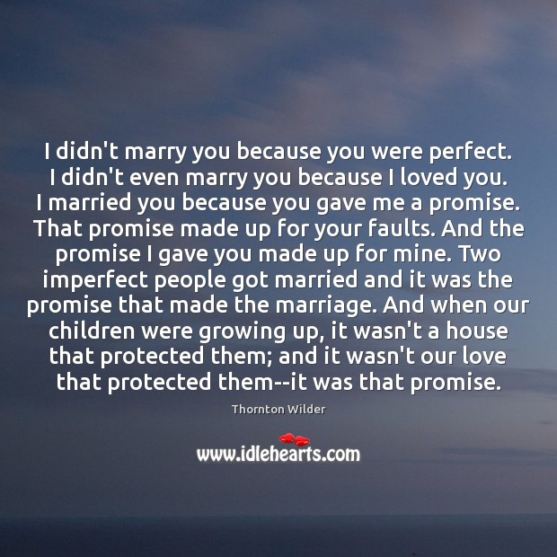 I didn’t marry you because you were perfect. I didn’t even marry Thornton Wilder Picture Quote