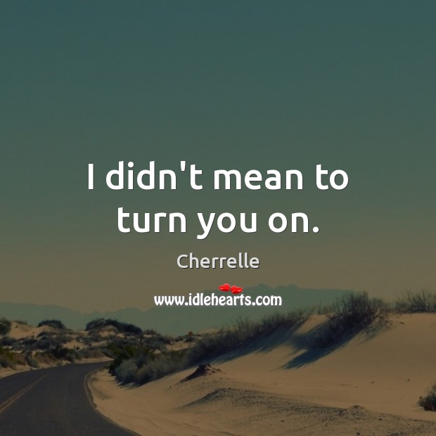 I didn’t mean to turn you on. Cherrelle Picture Quote