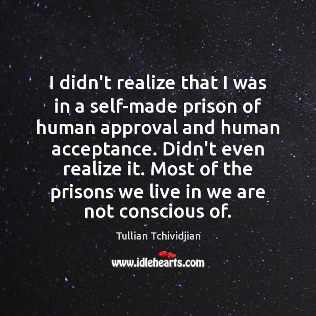 I didn’t realize that I was in a self-made prison of human Tullian Tchividjian Picture Quote