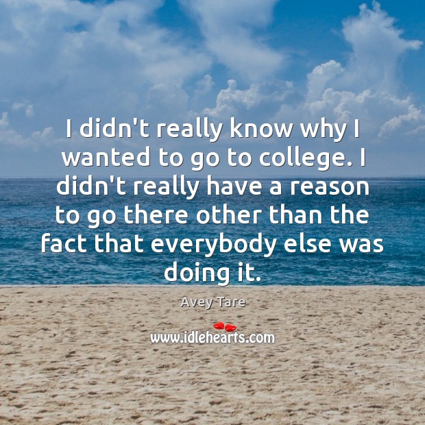 I didn’t really know why I wanted to go to college. I Avey Tare Picture Quote