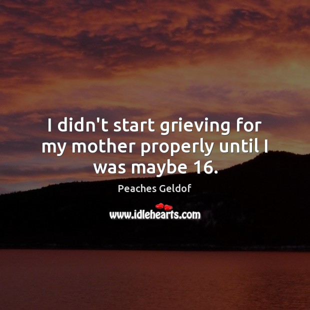 I didn’t start grieving for my mother properly until I was maybe 16. Peaches Geldof Picture Quote