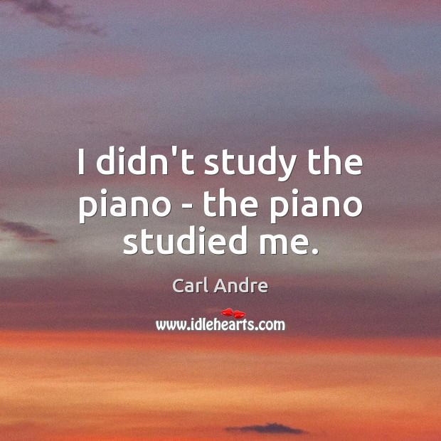 I didn’t study the piano – the piano studied me. Carl Andre Picture Quote