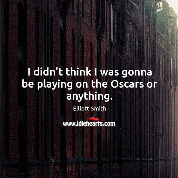 I didn’t think I was gonna be playing on the oscars or anything. Elliott Smith Picture Quote