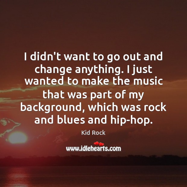 I didn’t want to go out and change anything. I just wanted Kid Rock Picture Quote