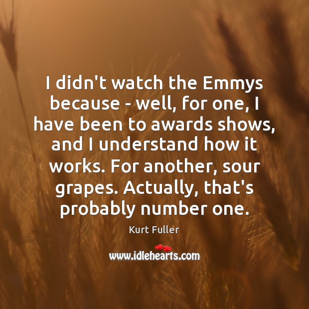 I didn’t watch the Emmys because – well, for one, I have Kurt Fuller Picture Quote