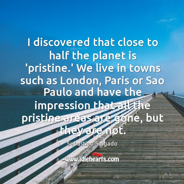 I discovered that close to half the planet is ‘pristine.’ We Sebastiao Salgado Picture Quote