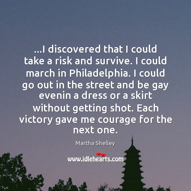 …I discovered that I could take a risk and survive. I could Martha Shelley Picture Quote