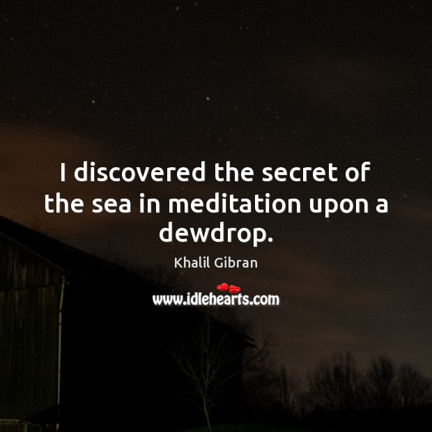 I discovered the secret of the sea in meditation upon a dewdrop. Image
