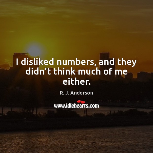 I disliked numbers, and they didn’t think much of me either. R. J. Anderson Picture Quote