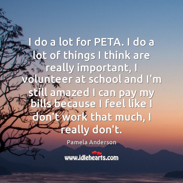 I do a lot for PETA. I do a lot of things Pamela Anderson Picture Quote