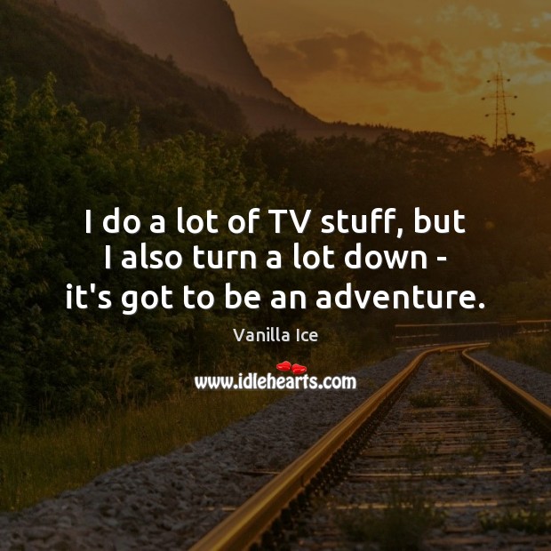 I do a lot of TV stuff, but I also turn a lot down – it’s got to be an adventure. Vanilla Ice Picture Quote