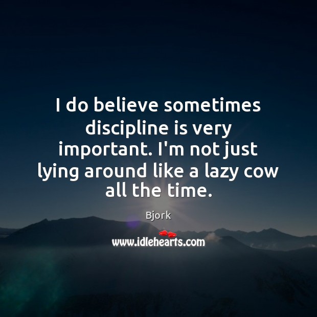 I do believe sometimes discipline is very important. I’m not just lying Bjork Picture Quote