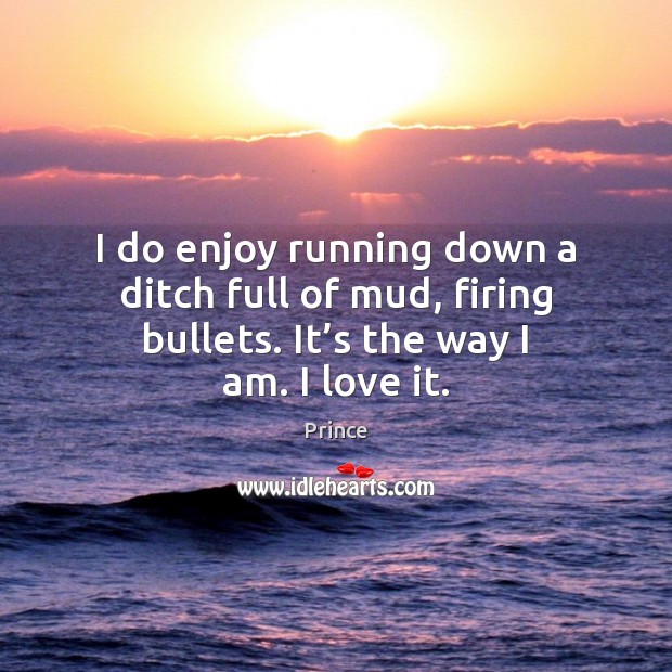 I do enjoy running down a ditch full of mud, firing bullets. Prince Picture Quote