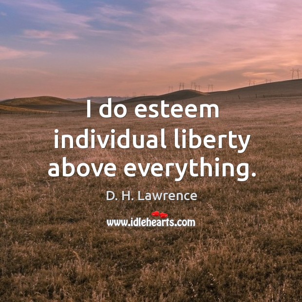 I do esteem individual liberty above everything. D. H. Lawrence Picture Quote