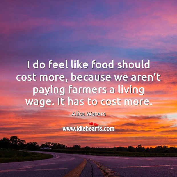 I do feel like food should cost more, because we aren’t paying Alice Waters Picture Quote