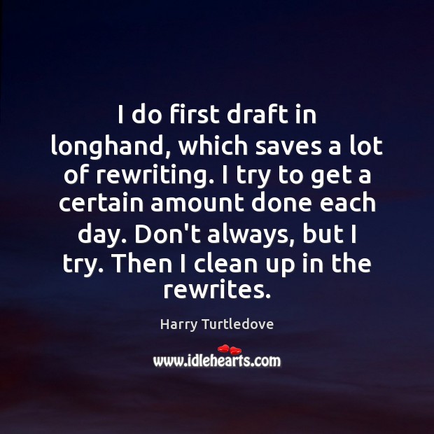 I do first draft in longhand, which saves a lot of rewriting. Image