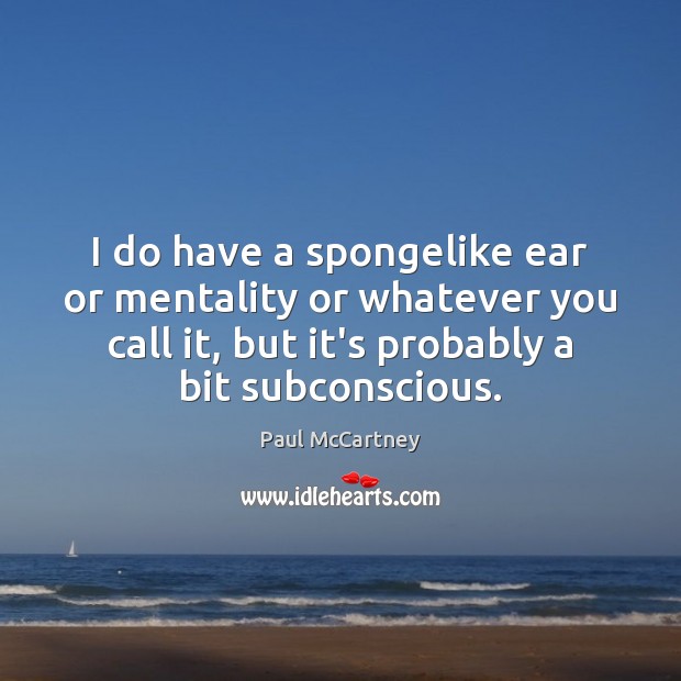 I do have a spongelike ear or mentality or whatever you call 