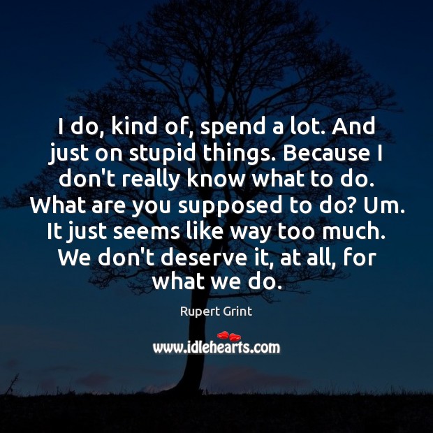 I do, kind of, spend a lot. And just on stupid things. Rupert Grint Picture Quote