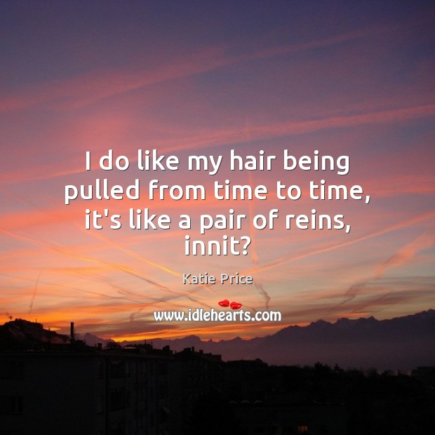 I do like my hair being pulled from time to time, it’s like a pair of reins, innit? Katie Price Picture Quote