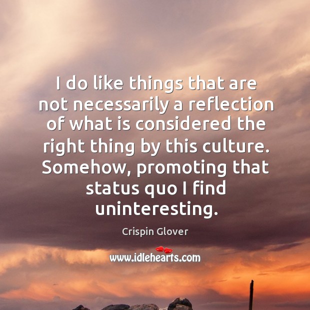 I do like things that are not necessarily a reflection of what is considered the right thing Crispin Glover Picture Quote