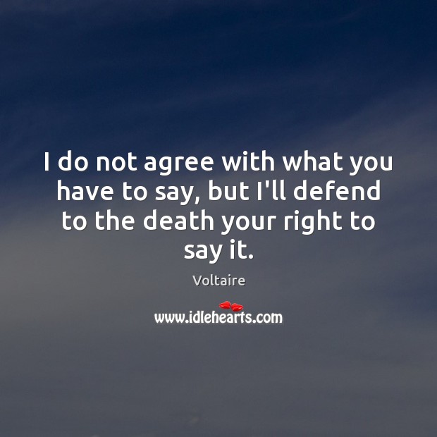 I do not agree with what you have to say, but I’ll Voltaire Picture Quote