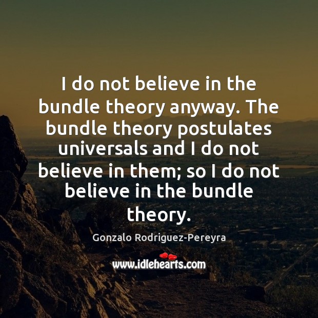 I do not believe in the bundle theory anyway. The bundle theory Gonzalo Rodriguez-Pereyra Picture Quote