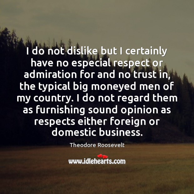 I do not dislike but I certainly have no especial respect or Theodore Roosevelt Picture Quote
