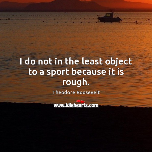 I do not in the least object to a sport because it is rough. Theodore Roosevelt Picture Quote