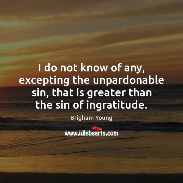 I do not know of any, excepting the unpardonable sin, that is Brigham Young Picture Quote