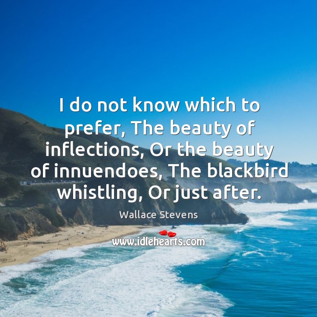 I do not know which to prefer, the beauty of inflections Wallace Stevens Picture Quote