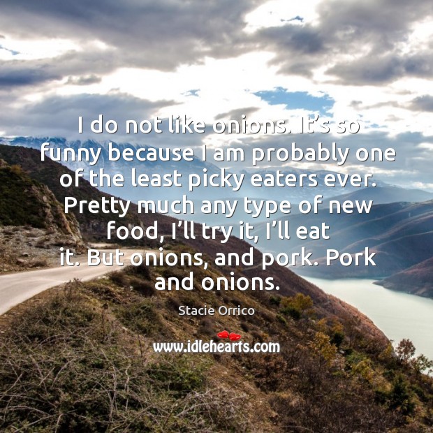 I do not like onions. It’s so funny because I am probably one of the least picky eaters ever. Stacie Orrico Picture Quote
