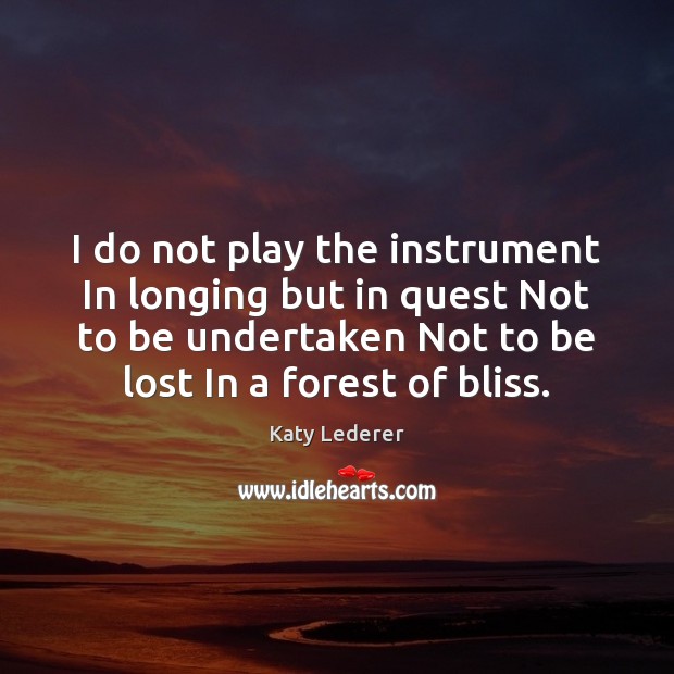 I do not play the instrument In longing but in quest Not Katy Lederer Picture Quote