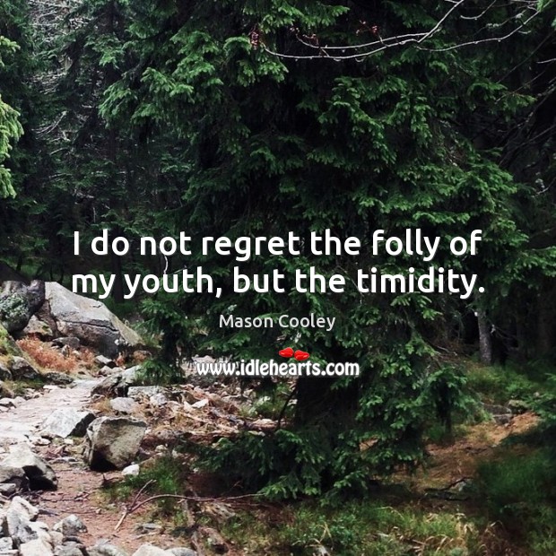 I do not regret the folly of my youth, but the timidity. Mason Cooley Picture Quote