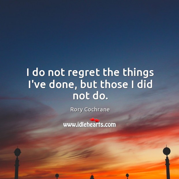 I do not regret the things I’ve done, but those I did not do. Rory Cochrane Picture Quote