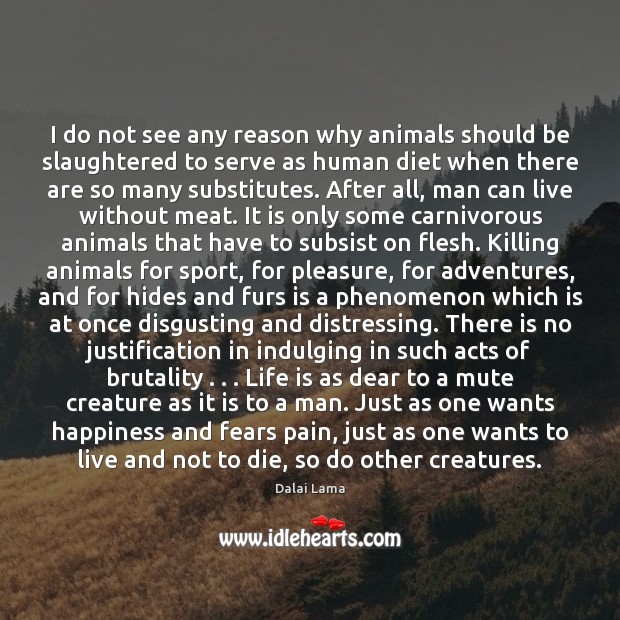 I do not see any reason why animals should be slaughtered to Image