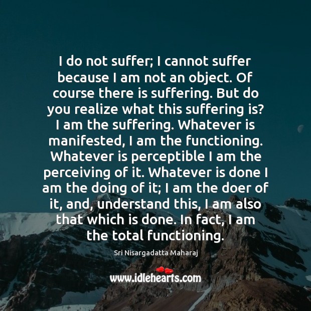 I do not suffer; I cannot suffer because I am not an Sri Nisargadatta Maharaj Picture Quote