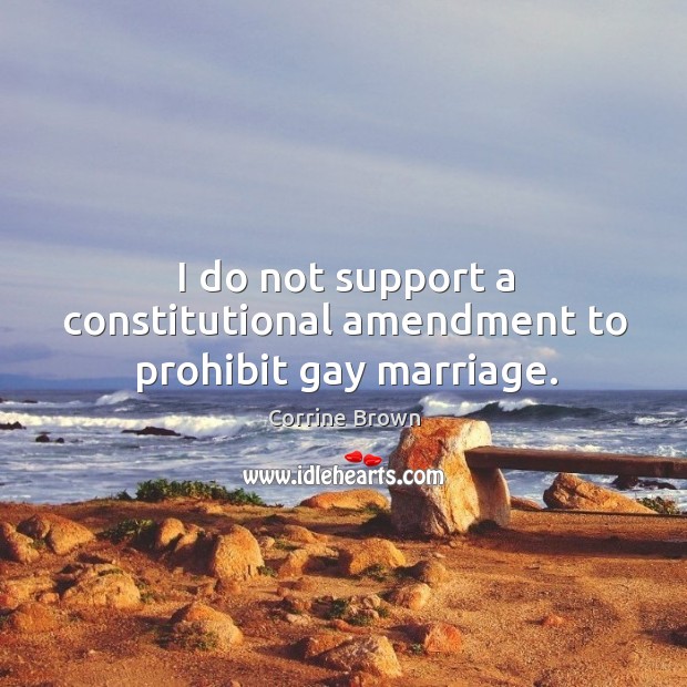 I do not support a constitutional amendment to prohibit gay marriage. Corrine Brown Picture Quote