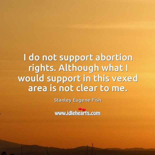 I do not support abortion rights. Although what I would support in this vexed area is not clear to me. Stanley Eugene Fish Picture Quote