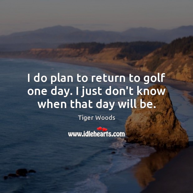I do plan to return to golf one day. I just don’t know when that day will be. Image