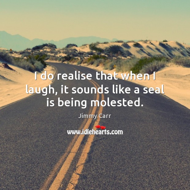 I do realise that when I laugh, it sounds like a seal is being molested. Jimmy Carr Picture Quote