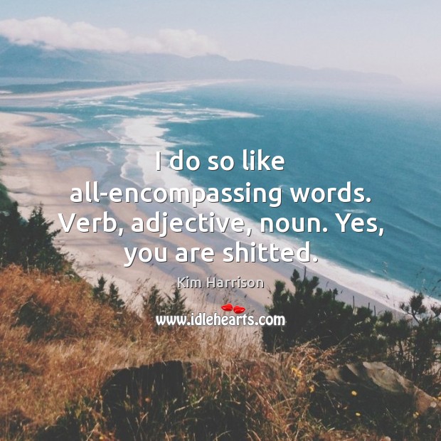 I do so like all-encompassing words. Verb, adjective, noun. Yes, you are shitted. Kim Harrison Picture Quote