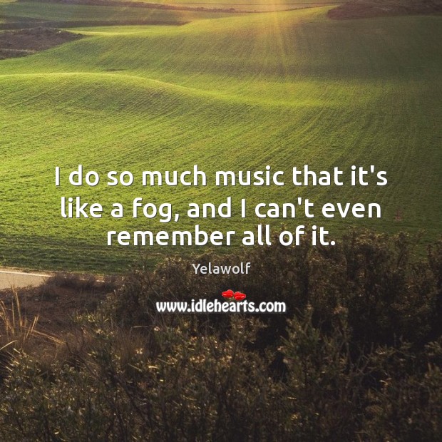 I do so much music that it’s like a fog, and I can’t even remember all of it. Yelawolf Picture Quote