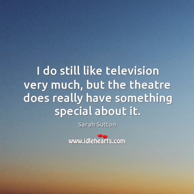 I do still like television very much, but the theatre does really have something special about it. Sarah Sutton Picture Quote